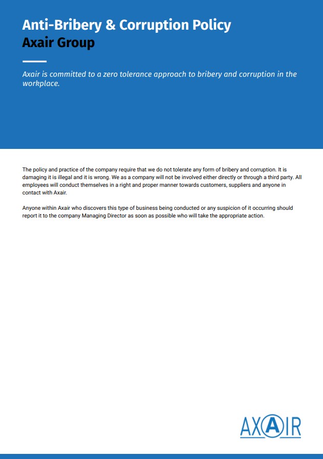 Anti-Bribery & Corruption Policy - Axair Group Anti-Bribery & Corruption Policy - Axair Group