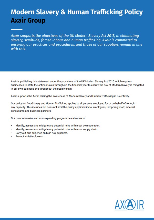 Modern Slavery & Corruption Policy - Axair Group Modern Slavery & Corruption Policy - Axair Group