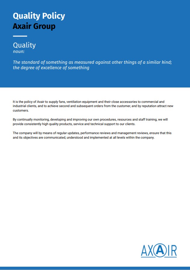 Axair Group Quality Policy Axair Group Quality Policy